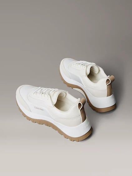 Calvin Klein Calvin Klein Kadın Rahat Yüksek Taban Süet Detaylı Beyaz Sneaker HW0HW02487-YAL