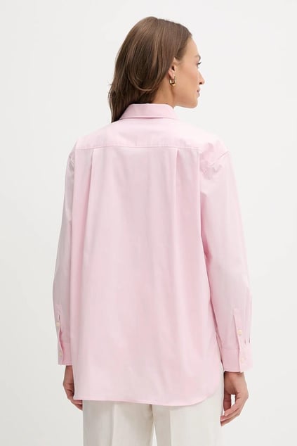 Calvin Klein Calvin Klein Kadın Rahat Kalıp Cep Detaylı Pamuklu Uzun Kollu Pembe Gömlek LV047C143G-W0S