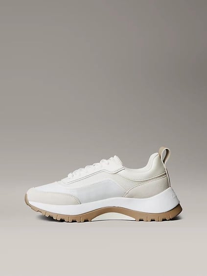 Calvin Klein Calvin Klein Kadın Rahat Yüksek Taban Süet Detaylı Beyaz Sneaker HW0HW02487-YAL