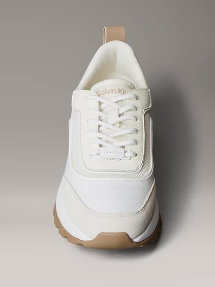 Calvin Klein Calvin Klein Kadın Rahat Yüksek Taban Süet Detaylı Beyaz Sneaker HW0HW02487-YAL
