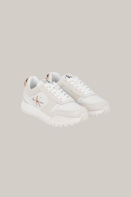 CALVIN KLEIN Calvin Kleın Kadın Rahat Yüksek Taban Süet Detaylı Deri Beyaz Sneaker YW0YW00934-03A