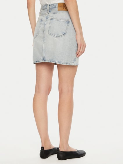 Calvin Klein Calvin Kleın Kadın Regular Fit Eskitme Detaylı Denim Mini Mavi Etek J20J224534-1AA