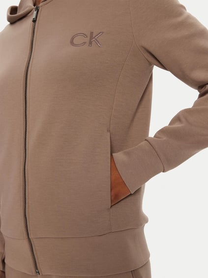 Calvin Klein Calvin Kleın Kadın Regular Fit Kapüşonlu Yaka Göğsünde CK Logolu Fermuarlı Kahverengi Sweatshirt K20K207955-GA6
