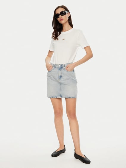 Calvin Klein Calvin Kleın Kadın Regular Fit Eskitme Detaylı Denim Mini Mavi Etek J20J224534-1AA