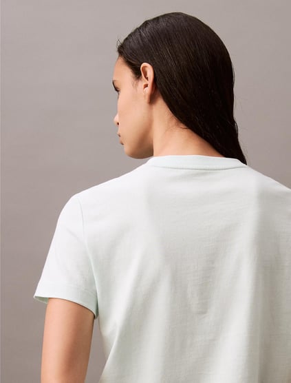 Calvin Klein Calvin Klein Kadın Regular Fit %100 Pamuklu Desenli Kısa Kollu Yeşil T-Shirt LV047B851G-VWD