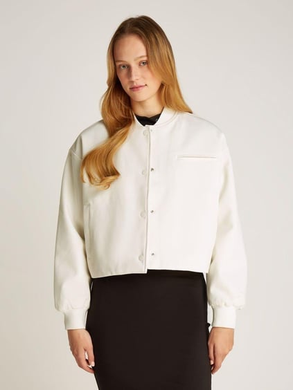 CALVIN KLEIN Calvin Kleın Kadın Regular Fit Düğme Kapamalı Cep Detaylı Yalıtımlı Uzun Kollu Beyaz Ceket J20J224970-YBI