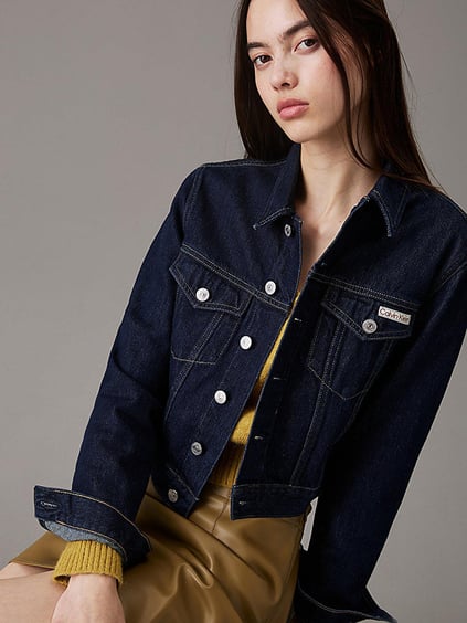 CALVIN KLEIN Calvin Kleın Kadın Regular Fit Uzun Kollu Çentikli Yaka Vintage Denim Lacivert Ceket J20J225066-1AP