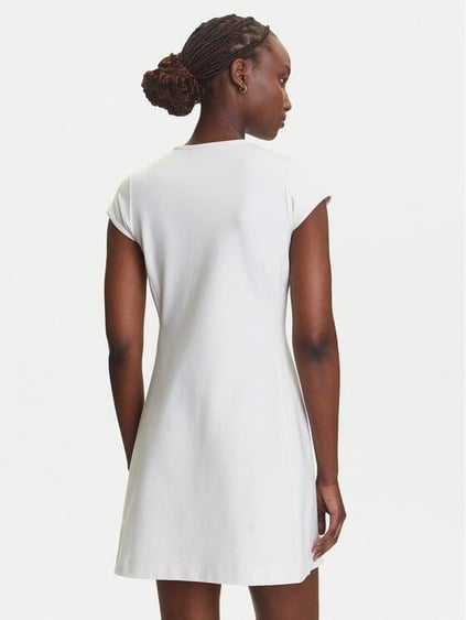 Calvin Klein Calvin Klein Kadın Slim Fit Yuvarlak Yakalı Kısa Kollu Pamuklu Mini Beyaz Elbise LV047C238G-YAS