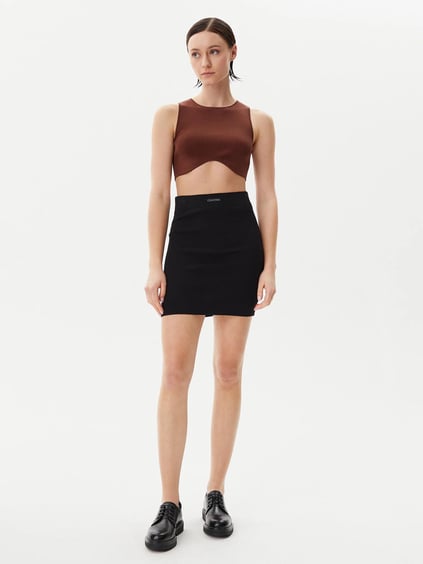 Calvin Klein Calvin Klein Kadın Slim Fit Dokuma Kumaş Mini Siyah Etek J20J225527-BEH