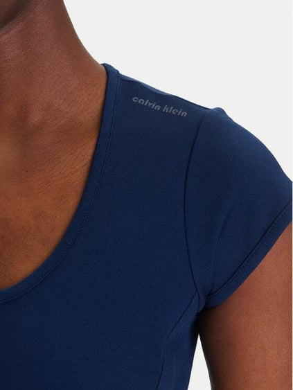 Calvin Klein Calvin Klein Kadın Slim Fit Yuvarlak Yakalı Kısa Kollu Pamuklu Mini Lacivert Elbise LV047C238G-VU5