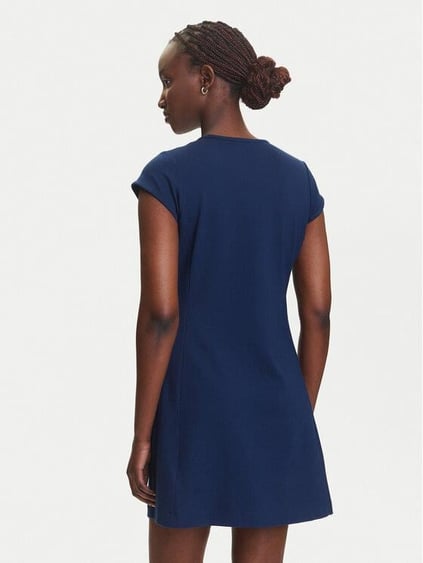 Calvin Klein Calvin Klein Kadın Slim Fit Yuvarlak Yakalı Kısa Kollu Pamuklu Mini Lacivert Elbise LV047C238G-VU5