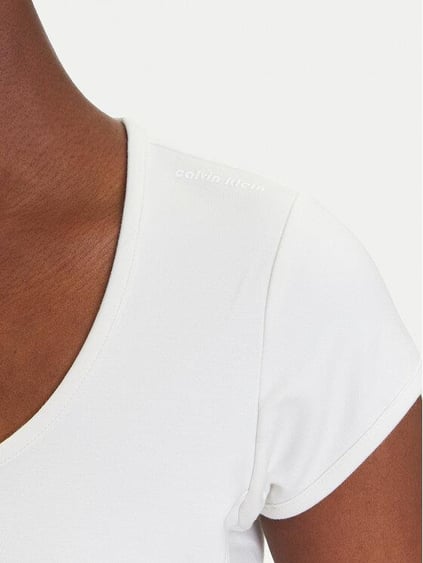 Calvin Klein Calvin Klein Kadın Slim Fit Yuvarlak Yakalı Kısa Kollu Pamuklu Mini Beyaz Elbise LV047C238G-YAS