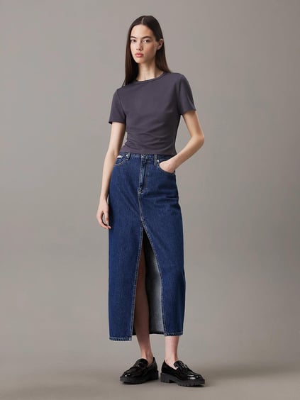 Calvin Klein Calvin Klein Kadın Slim Fit Kısa Kollu Pamuklu Mavi Atlet J20J224769-CGE