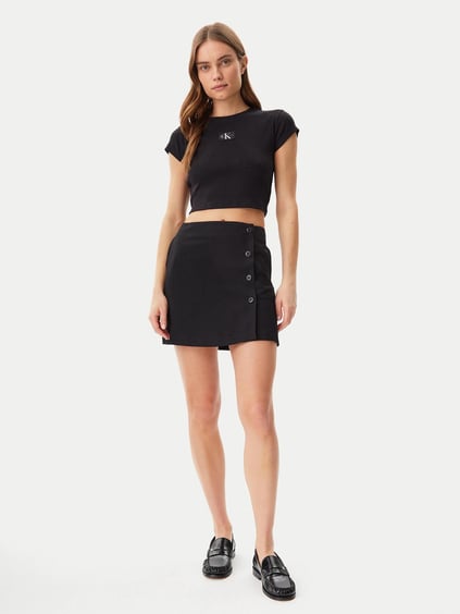 Calvin Klein Calvin Klein Kadın Yandan Düğme Kapama Yüksek Bel Kısa Boy Siyah Etek J20J225328-BEH