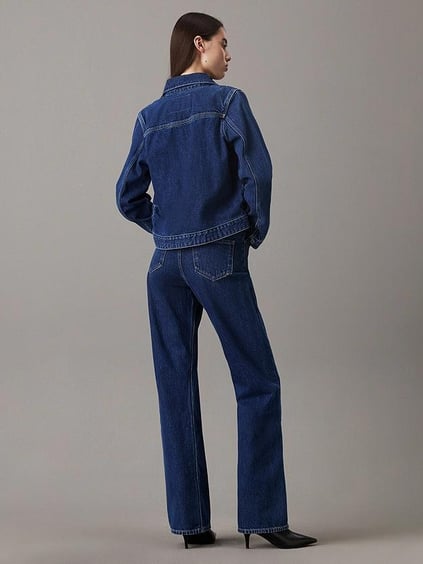 Calvin Klein Calvin Klein Kadın Yüksek Bel Slim Fit Geniş Paça Denim Lacivert Jeans J20J224524-1BJ