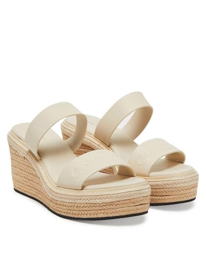 Calvin Klein Calvin Klein Kadın Yüksek ve Açık Topuklu Deri Bej Sandalet HW0HW02375-AEO