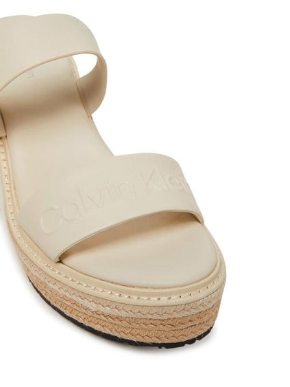 Calvin Klein Calvin Klein Kadın Yüksek ve Açık Topuklu Deri Bej Sandalet HW0HW02375-AEO