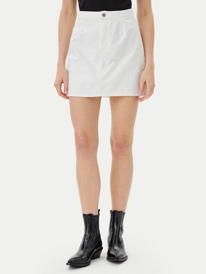Calvin Klein Calvin Klein Kadın Yüksek Bel Kısa Boy Cep Detay Denim Kumaş Beyaz Etek J20J225194-1AA