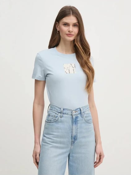Calvin Klein Calvin Klein Kadın Yuvarlak Yaka Slim Fit Marka Logolu Kısa Kollu Lacivert T-Shirt J20J225260-CUI