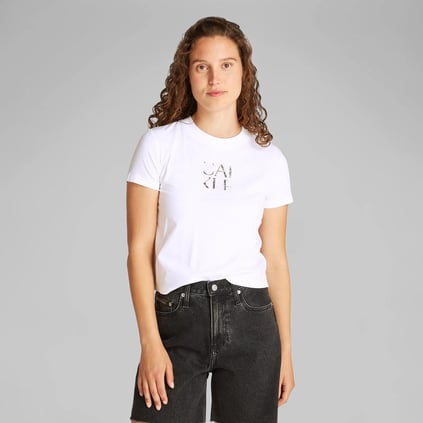 Calvin Klein Calvin Klein Kadın Yuvarlak Yaka Slim Fit Marka Logolu Kısa Kollu Beyaz T-Shirt J20J225260-YAA
