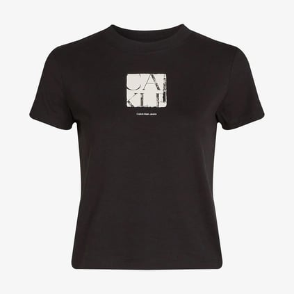 Calvin Klein Calvin Klein Kadın Yuvarlak Yaka Slim Fit Marka Logolu Kısa Kollu Siyah T-Shirt J20J225260-BEH