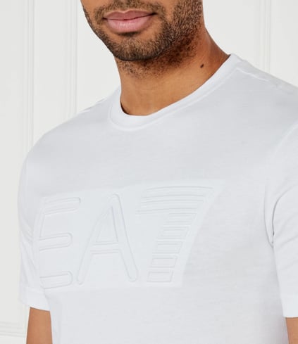 Ea7 Ea7 Erkek %100 Pamuklu Göğüste Büyük EA7 Logolu Yuvarlak Yaka Kısa Kollu Ekru T-Shirt 7M000149 AF14772-U1079