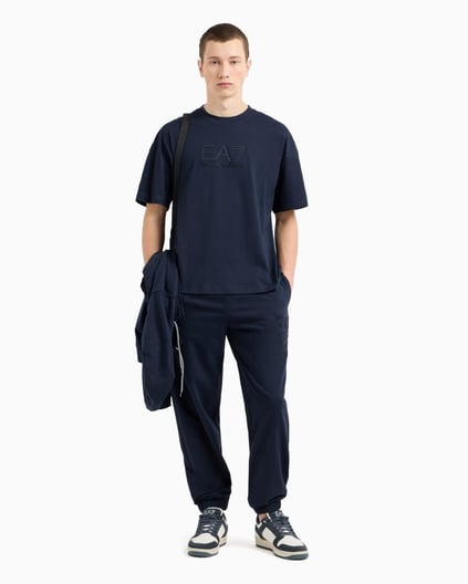 Ea7 Ea7 Erkek EA7 Desenli Kısa Kollu Bisiklet Yaka Mavi T-Shirt 7M000226 AF10375-UB102