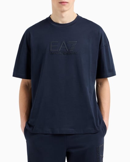Ea7 Ea7 Erkek EA7 Desenli Kısa Kollu Bisiklet Yaka Mavi T-Shirt 7M000226 AF10375-UB102