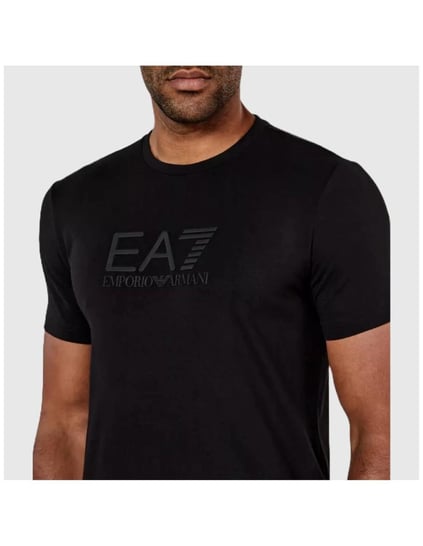 Ea7 Ea7 Erkek EA7 Desenli Kısa Kollu Bisiklet Yaka Siyah T-Shirt 7M000225 AF10373-UC001