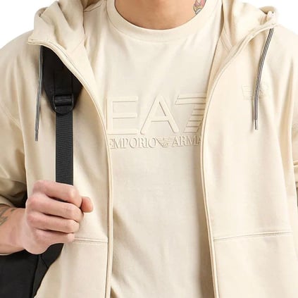 Ea7 Ea7 Erkek EA7 Desenli Kısa Kollu Bisiklet Yaka Ekru T-Shirt 7M000226 AF10375-U1079