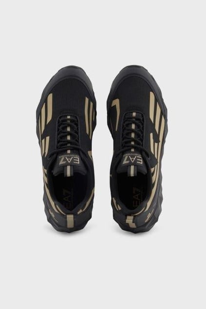 EA7 Ea7 Erkek Hafif Yüksek Taban Kartal Logolu Siyah-Altın Sneaker X8X217 XK433-R969