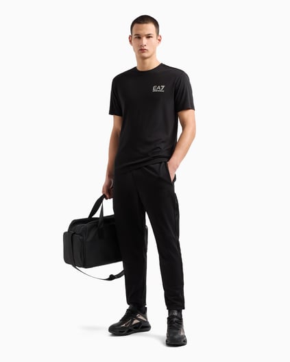 Ea7 Ea7 Erkek Kısa Kollu Dar Kesim Kısa Kollu Gold Logo Detaylı Siyah T-Shirt 7M000299 AF13739-UC001