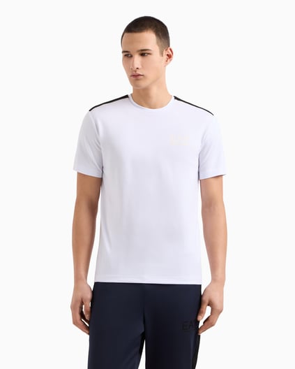 Ea7 Ea7 Erkek Kısa Kollu Dar Kesim Kısa Kollu Gold Logo Detaylı Beyaz T-Shirt 7M000299 AF13739-U0002