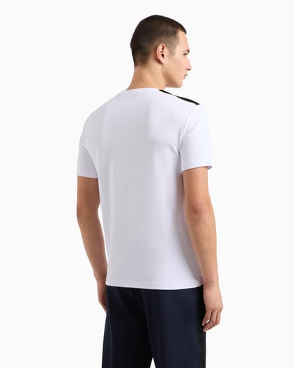 Ea7 Ea7 Erkek Kısa Kollu Dar Kesim Kısa Kollu Gold Logo Detaylı Beyaz T-Shirt 7M000299 AF13739-U0002