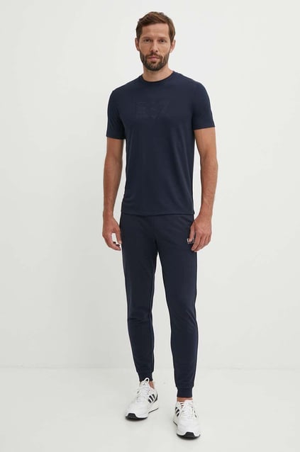 Ea7 Ea7 Erkek Marka Logo Detaylı Baskılı Regular Fit Kısa Kollu Lacivert T-Shirt 6DPT71 PJUJZ-1562