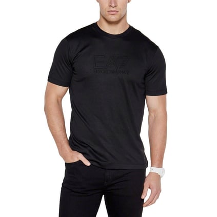 Ea7 Ea7 Erkek Marka Logo Detaylı Baskılı Regular Fit Kısa Kollu Siyah T-Shirt 6DPT71 PJUJZ-1200