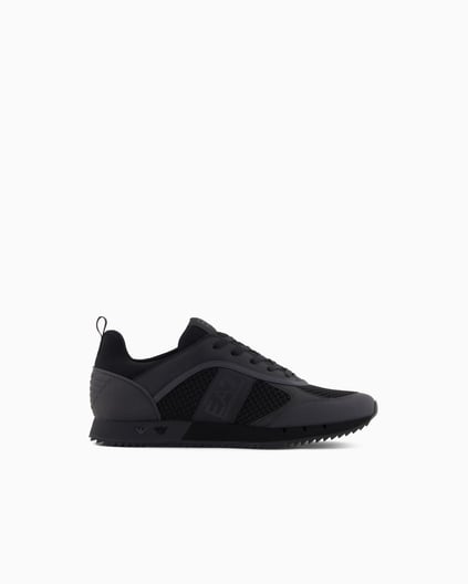 EA7 Ea7 Erkek Nefes Alabilen File Detaylı Rahat Taban Kartal Logo Motifli Siyah Sneaker 7X000334 AF18610-MC178