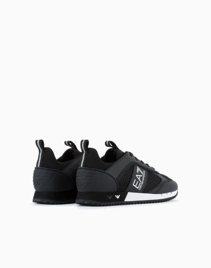 EA7 Ea7 Erkek Nefes Alabilen File Detaylı Rahat Taban Kartal Logo Motifli Beyaz-Siyah Sneaker 7X000334 AF18610-MC001