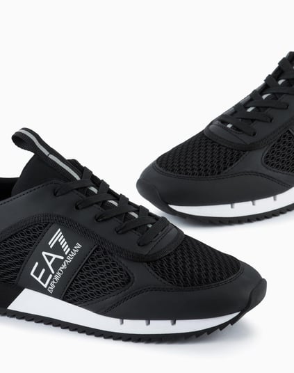 EA7 Ea7 Erkek Nefes Alabilen File Detaylı Rahat Taban Kartal Logo Motifli Beyaz-Siyah Sneaker 7X000334 AF18610-MC001