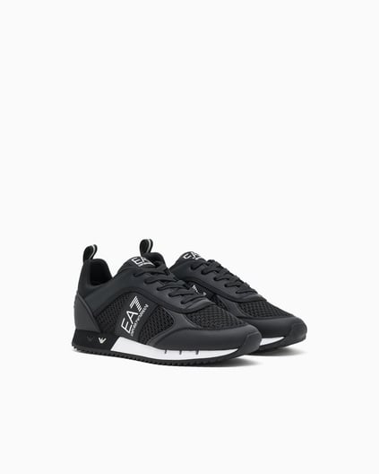 EA7 Ea7 Erkek Nefes Alabilen File Detaylı Rahat Taban Kartal Logo Motifli Beyaz-Siyah Sneaker 7X000334 AF18610-MC001