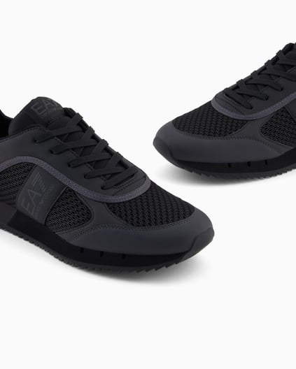 EA7 Ea7 Erkek Nefes Alabilen File Detaylı Rahat Taban Kartal Logo Motifli Siyah Sneaker 7X000334 AF18610-MC178