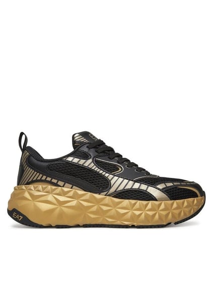 EA7 Ea7 Erkek Nefes Alabilen Üst Yüzeyli Hafif ve Rahat Taban Siyah-Altın Sneaker X8X238 XK431-M700