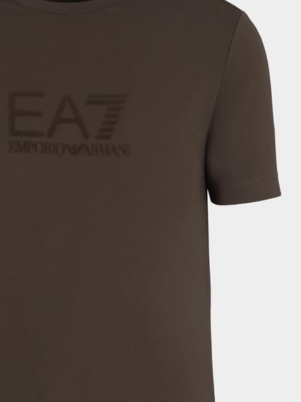 Ea7 Ea7 Erkek Normal Kesim Göğüste EA7 Logolu Yuvarlak Yaka Kısa Kollu Kahverengi T-Shirt 7M000092 AF13870-U6139