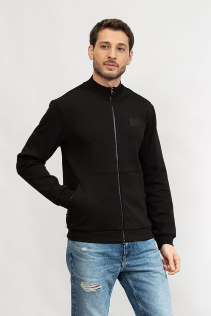 Ea7 Ea7 Erkek Pamuklu İnterlok Normal Kesim Fermuar Kapamalı Dik Yaka Uzun Kollu Siyah Sweatshirt 7M000093 AF12116-UC001