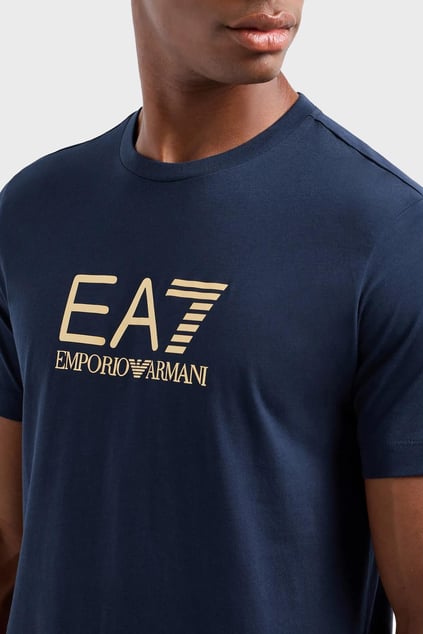 Ea7 Ea7 Erkek Pamuklu Regular Fit Kısa Kollu Mavi T-Shirt 7M000007 AF10170-UB102