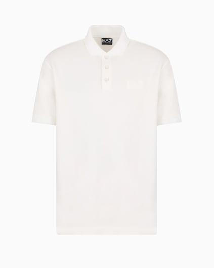 Ea7 Ea7 Erkek Polo Yaka Regular Fit Pamuklu Kısa Kollu Beyaz Polo Yaka T-Shirt 7M000090 AF13862-U0005