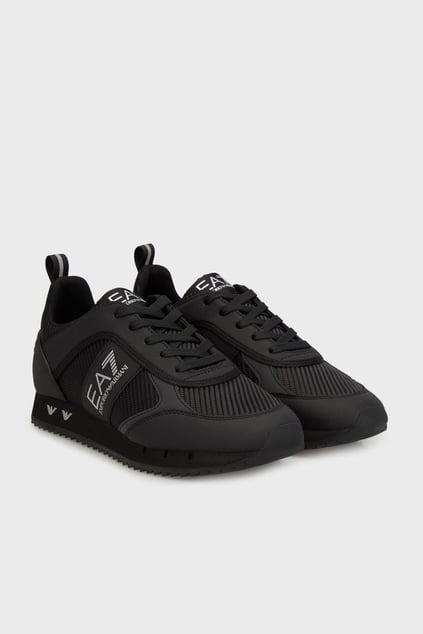 EA7 Ea7 Erkek Rahat Taban Nefes Alabilen File Detaylı Kartal Motifli Siyah-Gümüş Sneaker 7X000337 AF18613-MZ186