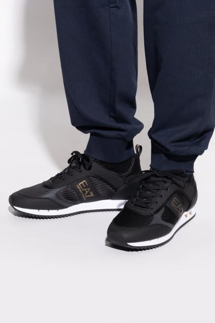 EA7 Ea7 Erkek Rahat Taban Nefes Alabilen File Detaylı Kartal Motifli Siyah-Altın-Beyaz Sneaker 7X000337 AF18613-MZ185