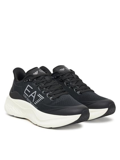 EA7 Ea7 Erkek Rahat ve Yüksek Taban Nefes Alabilen Üst Yüzeyli Beyaz-Siyah Sneaker X8X245 XK442-MZ210