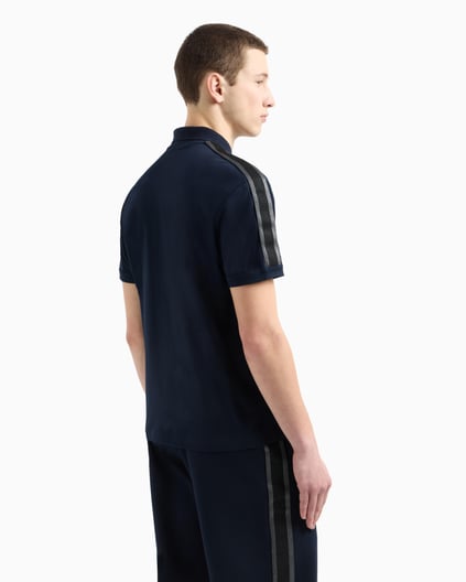 Ea7 Ea7 Erkek Regular Fit Omuzları Şerit Çizgili Pamuklu Jarse Kısa Kollu Lacivert Polo Yaka T-Shirt 7M000139 AF10375-UB102